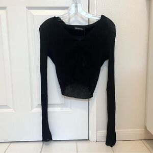 Black Long Sleeve Sheer Top